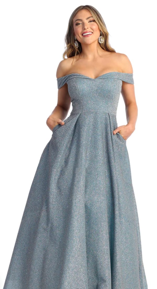 Sweetheart, Fold over Accent, Glitter, Pocket, Mid-Open Back, Back Zipper