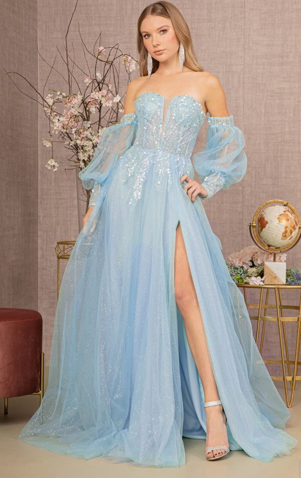 Sequin Glitter Sheer Bodice Illusion Sweetheart A-line Mesh Dress