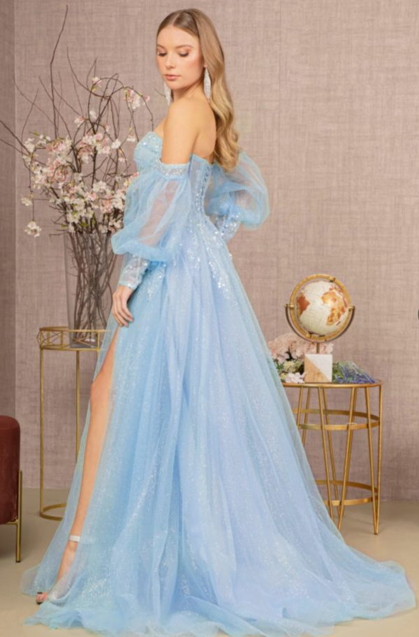 Sequin Glitter Sheer Bodice Illusion Sweetheart A-line Mesh Dress - Image 3