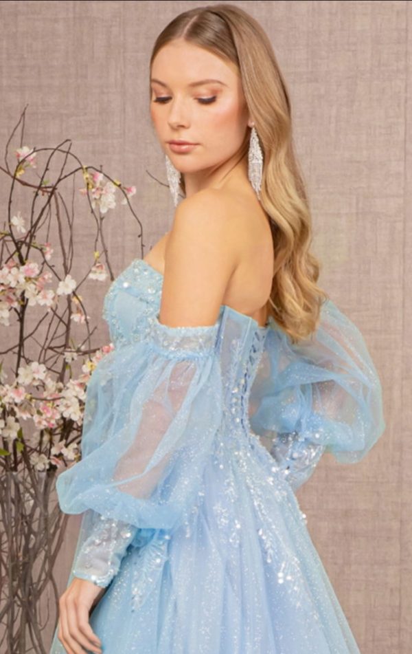 Sequin Glitter Sheer Bodice Illusion Sweetheart A-line Mesh Dress - Image 4