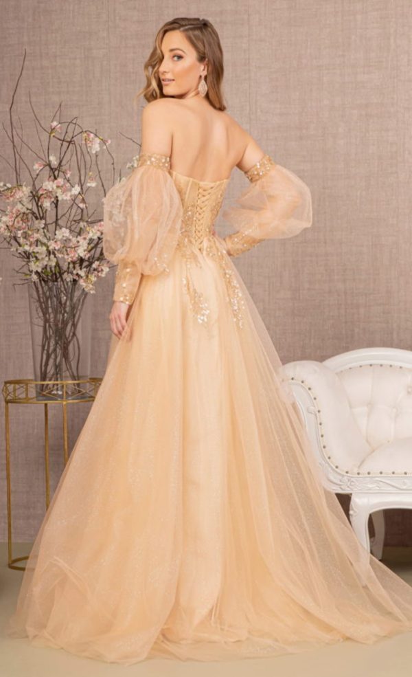 Sequin Glitter Sheer Bodice Illusion Sweetheart A-line Mesh Dress - Image 6