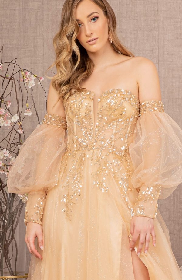 Sequin Glitter Sheer Bodice Illusion Sweetheart A-line Mesh Dress - Image 7