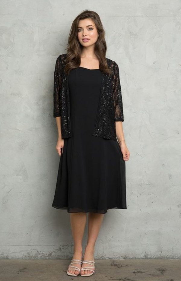 2 piece mama set with georgette dress and matching lace jacket - Image 3