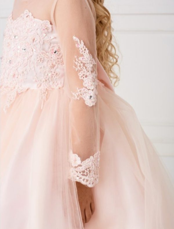 Long Sleeve Dress with Detachable Train - Image 3