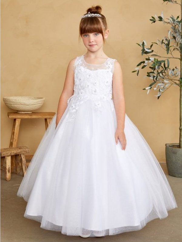 Gorgeous illusion neckline bodice with 3D flowers - Image 2