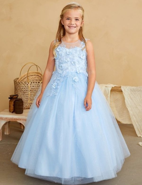 Gorgeous illusion neckline bodice with 3D flowers - Image 3