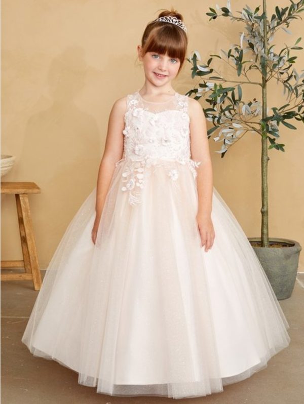 Gorgeous illusion neckline bodice with 3D flowers - Image 4