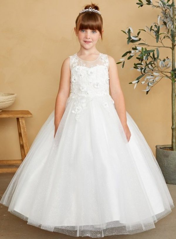 Gorgeous illusion neckline bodice with 3D flowers