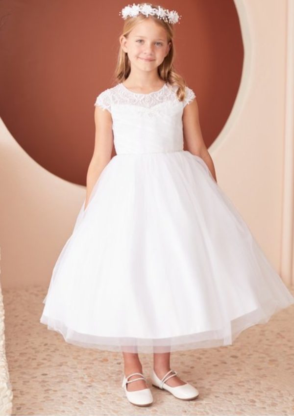 Cap sleeve illusion neckline bodice - Image 3