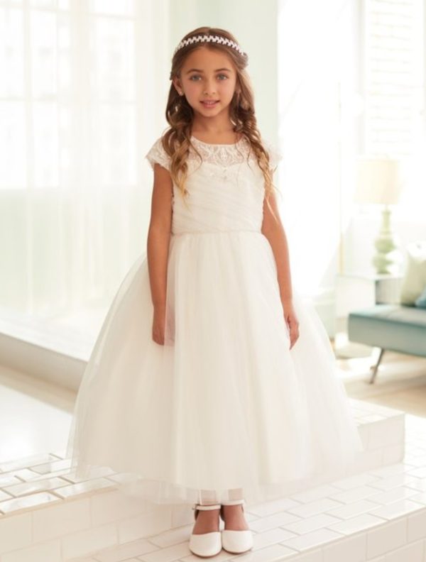 Cap sleeve illusion neckline bodice