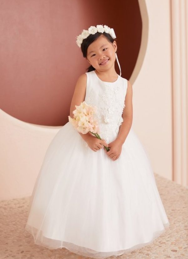 Lace Bodice with Gorgeous 3D Flowers and a Soft Mesh Skirt