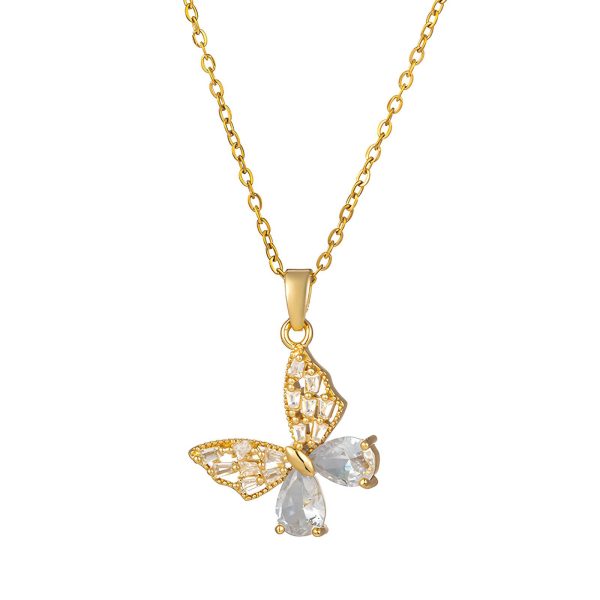 18K gold plated Stainless steel "Butterfly" necklace, Intensity - Image 3