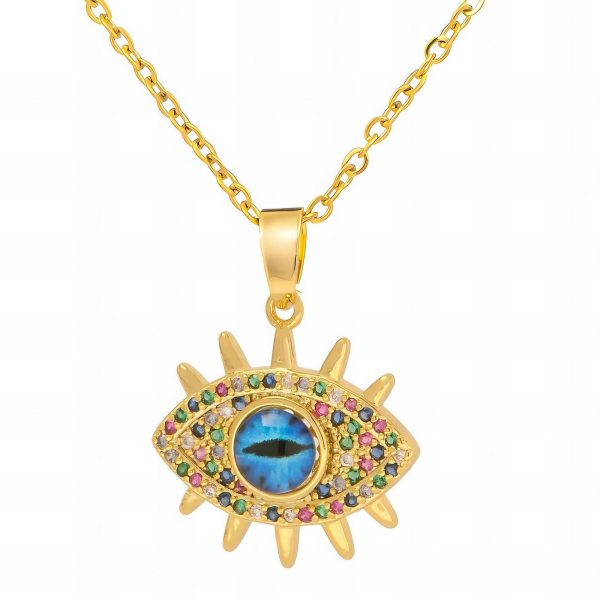18K gold plated Stainless steel "evil eye" necklace, Intensity
