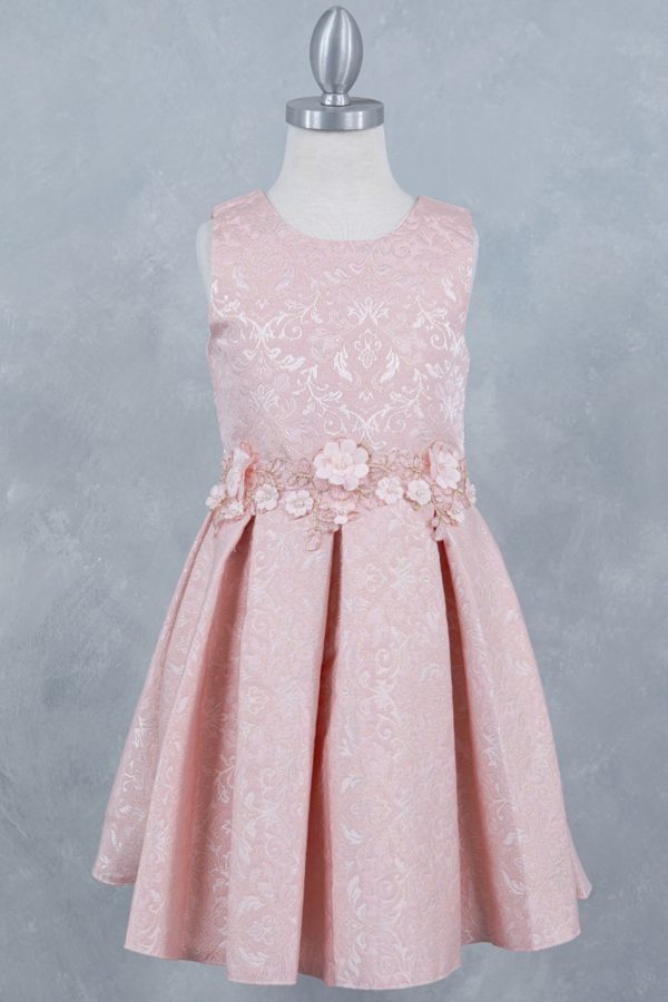 Pink Sleeveless Jackard Dress