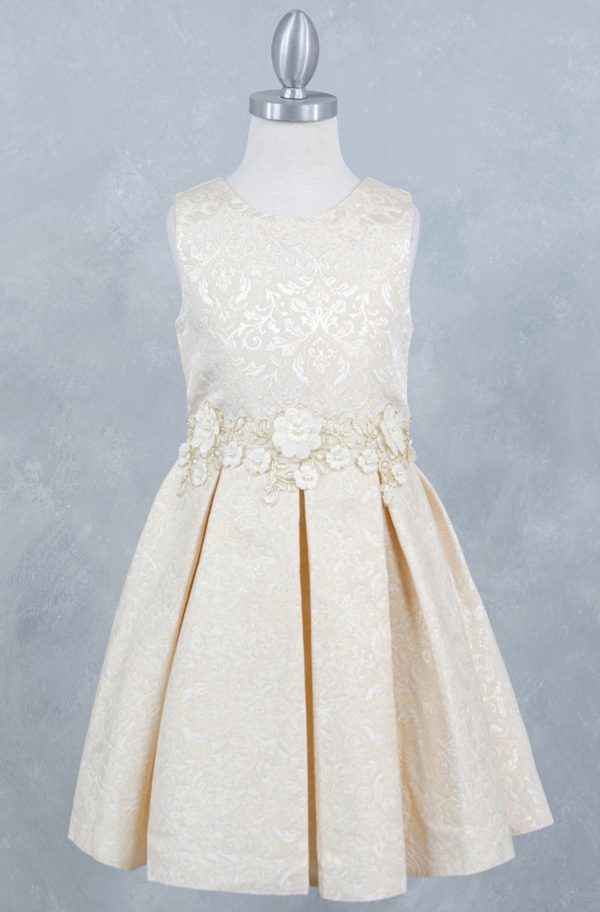 Ivory Sleeveless Jackard Dress