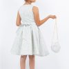 Blue Jacquard Foil Print Dress - Image 3