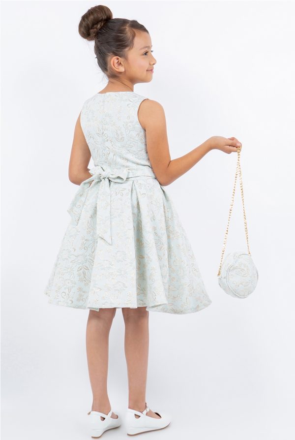 Pink Jacquard Foil Print Dress - Image 4
