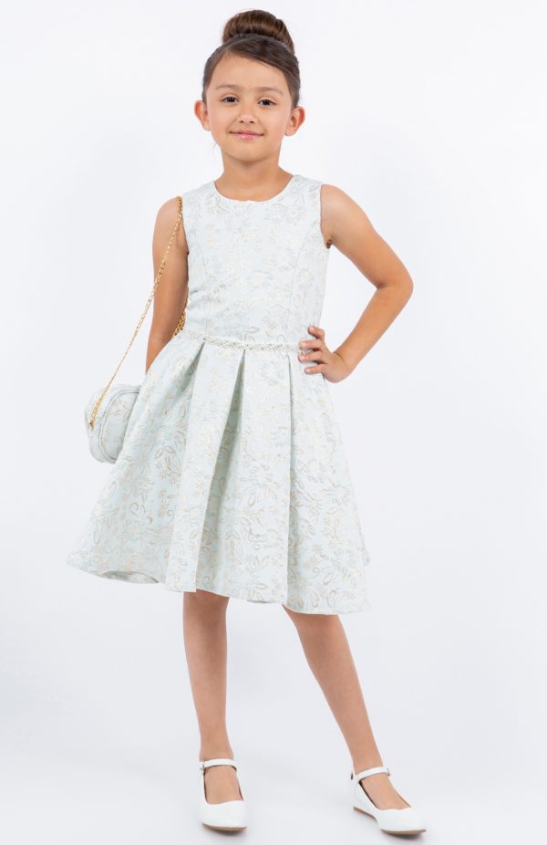 Pink Jacquard Foil Print Dress - Image 3