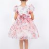 Peach Big Puff Sleeve Print Dress - Image 4