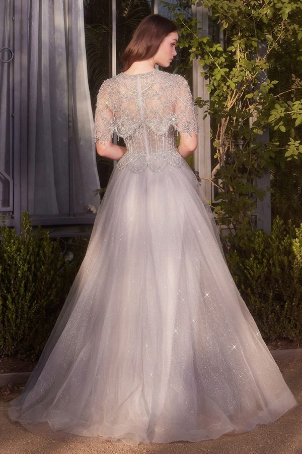 CAPELET CRYSTAL BEAD GOWN - Image 3